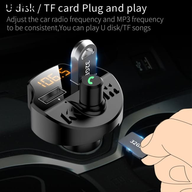 Car Fm Transmitter Bluetooth 5.0 Mp3 Player Modulator Adapter Battery Voltage TF Card Hands-free Dual USB Smart Chip