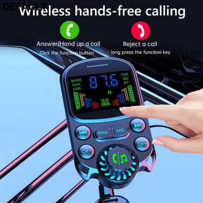Car FM Transmitter Wireless Handsfree Kit Bass 3.5mm AUX Audio Receiver QC3.0 PD 30W Fast Charging Mp3 Player Black