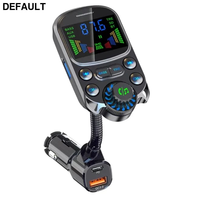 Car FM Transmitter Wireless Handsfree Kit Bass 3.5mm AUX Audio Receiver QC3.0 PD 30W Fast Charging Mp3 Player Black