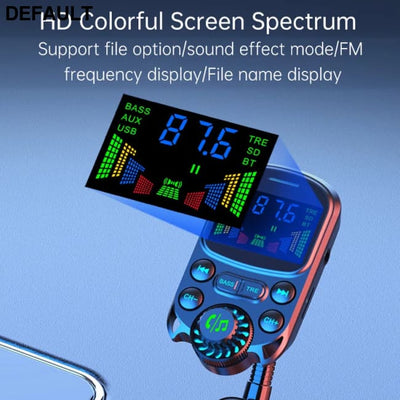 Car FM Transmitter Wireless Handsfree Kit Bass 3.5mm AUX Audio Receiver QC3.0 PD 30W Fast Charging Mp3 Player Black