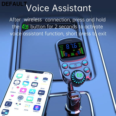 Car FM Transmitter Wireless Handsfree Kit Bass 3.5mm AUX Audio Receiver QC3.0 PD 30W Fast Charging Mp3 Player Black