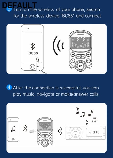 Car FM Transmitter Wireless Handsfree Kit Bass 3.5mm AUX Audio Receiver QC3.0 PD 30W Fast Charging Mp3 Player Black