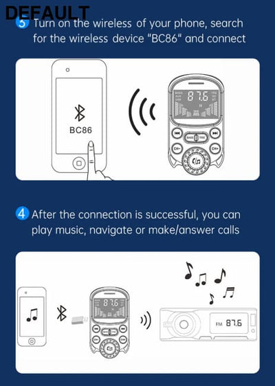 Car FM Transmitter Wireless Handsfree Kit Bass 3.5mm AUX Audio Receiver QC3.0 PD 30W Fast Charging Mp3 Player Black