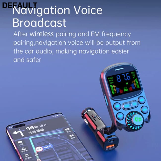 Car FM Transmitter Wireless Handsfree Kit Bass 3.5mm AUX Audio Receiver QC3.0 PD 30W Fast Charging Mp3 Player Black