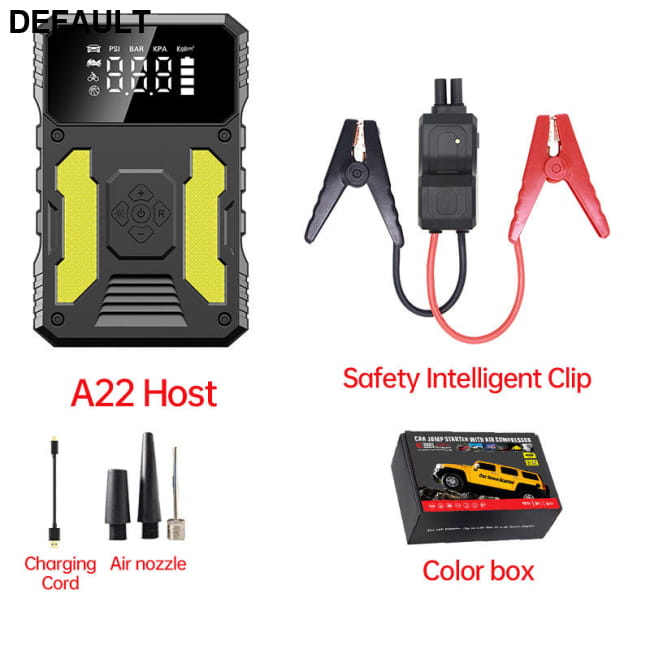 Car Jump Starter With Air Compressor Portable 12V A22Safety intelligent Clip + box / 1000A Accessories Vehicle Starters