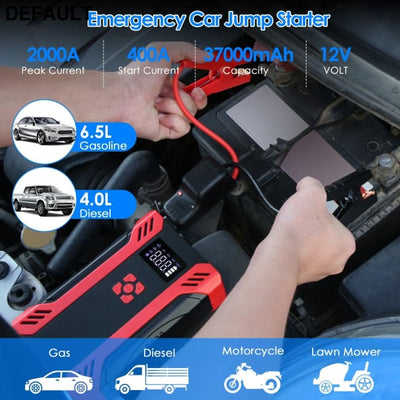 Car Jump Starter with Air Compressor Portable Battery Booster Digital Tire Inflator 2000mAh Peak Current for 12V 6.5L