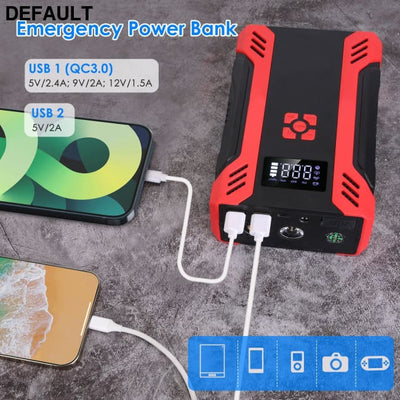 Car Jump Starter with Air Compressor Portable Battery Booster Digital Tire Inflator 2000mAh Peak Current for 12V 6.5L