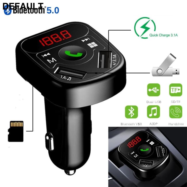 Car Kit FM Transmitter Bluetooth 5.0 MP3 Radio Modulator Transmisor with Dual USB Charger 3.1A Quick Charge Handsfree