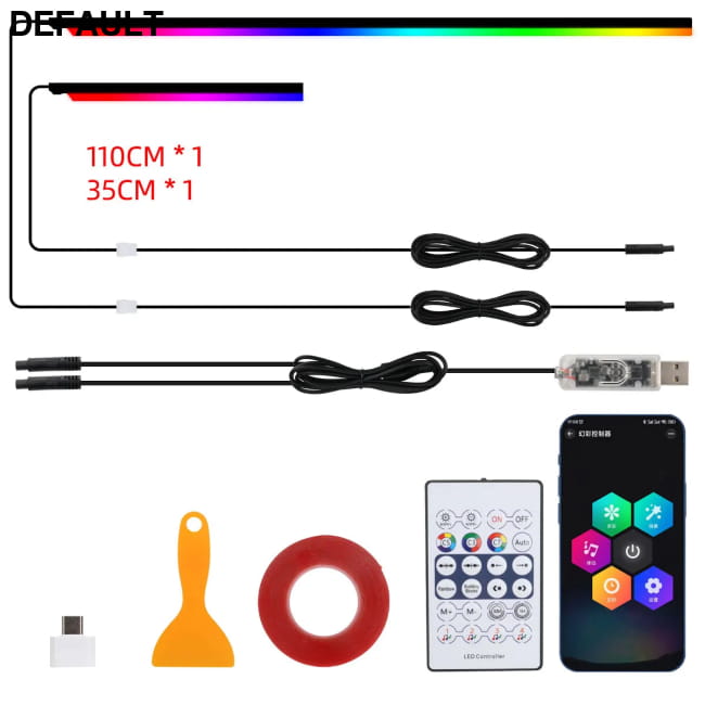 Car LED Acrylic Light Strip for Interior Ambient Accessories RGB Bars