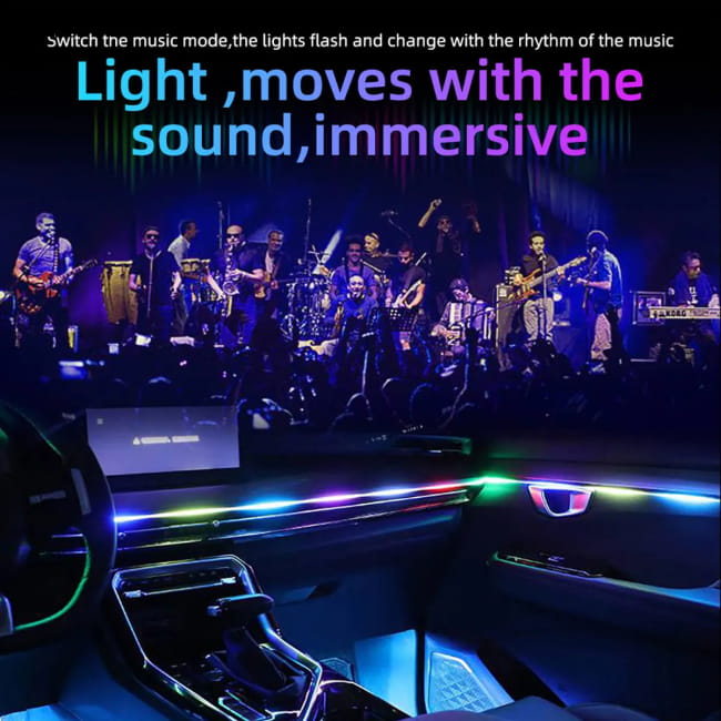Car LED Acrylic Light Strip for Interior Ambient Accessories RGB Bars