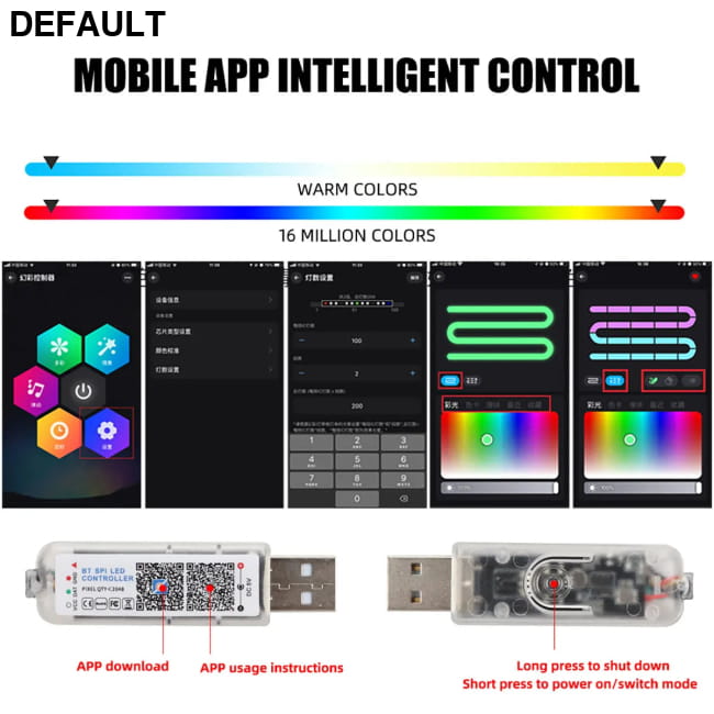 Car LED Acrylic Light Strip for Interior Ambient Accessories RGB Bars