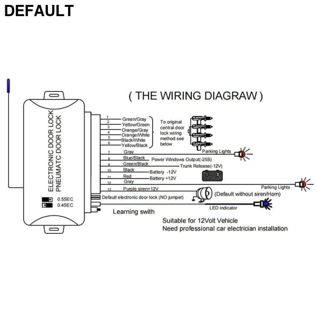 Car Remote Central Door Lock Keyless System Locking with Alarm Systems Auto Kit Control & Security Electronics