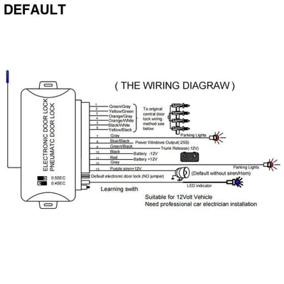 Car Remote Central Door Lock Keyless System Locking with Alarm Systems Auto Kit Control & Security Electronics