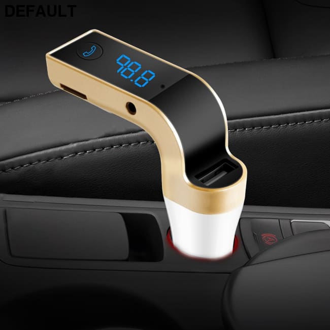 Car Wireless FM Transmitter USB Charger Hands-free Call MP3 Player MMC Card Reading Aux-in LCD Display Gold Bluetooth