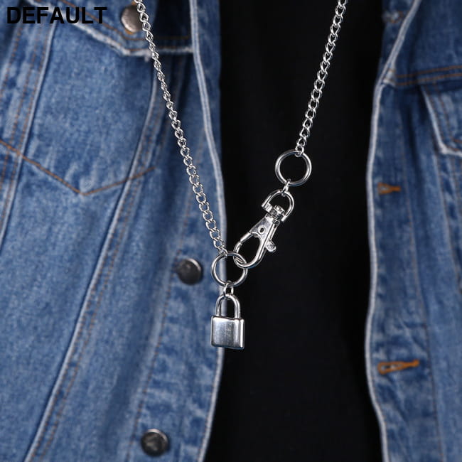 Carabiner Lock Pendant Necklace Simple Cute Necklaces Long / CN Men Sterling Silver
