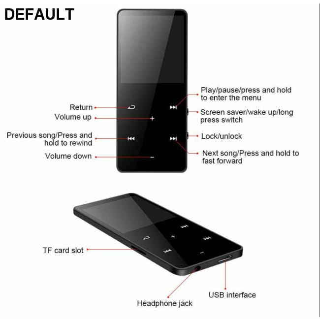 Card Touch Screen Bluetooth External Mini Walkman Black MP3/MP4/MP5 Players Handheld & Recorders