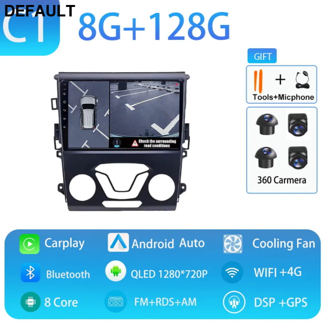 Carplay GPS 4G WIFI Car Radio Touch Screen for Ford Mondeo C1 8GB 128GB 360 DVD Players Motor Vehicle A/V & In-Dash