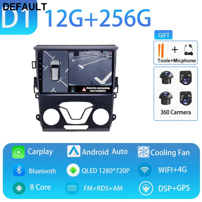 Carplay GPS 4G WIFI Car Radio Touch Screen for Ford Mondeo D1 12GB 256GB 360 DVD Players Motor Vehicle A/V & In-Dash