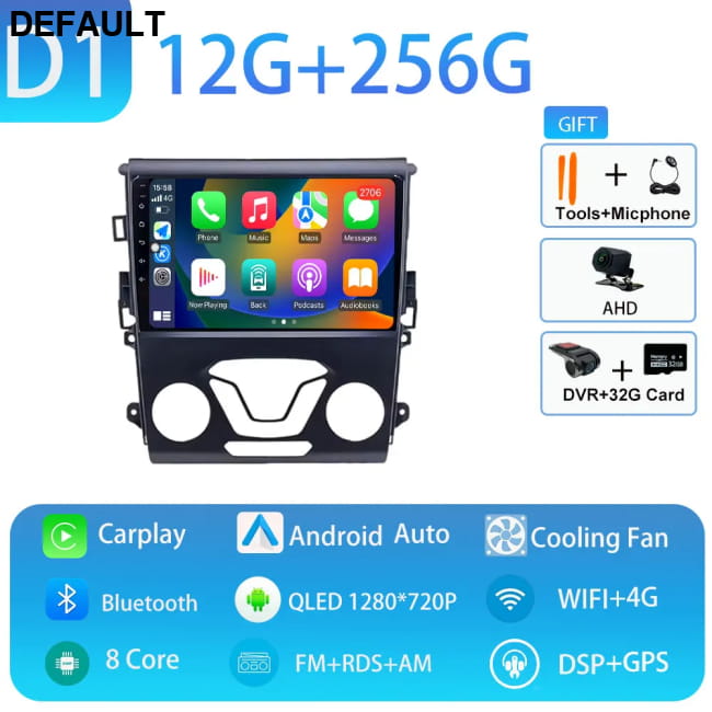 Carplay GPS 4G WIFI Car Radio Touch Screen for Ford Mondeo D1 12GB 256GB DVR DVD Players Motor Vehicle A/V & In-Dash