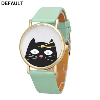 Cat Leather Watch Green Women Watches