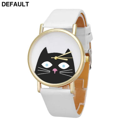 Cat Leather Watch White Women Watches