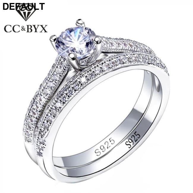 CC 925 Silver Rings For Women Simple Design Double Stackable Fashion Jewelry Bridal Sets Wedding Engagement Ring