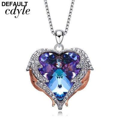 Cdyle Angel Wings Necklace Crystals from Swarovski Necklaces Fashion Jewelry For Women Heart Of Mother’s Day Gifts Rose