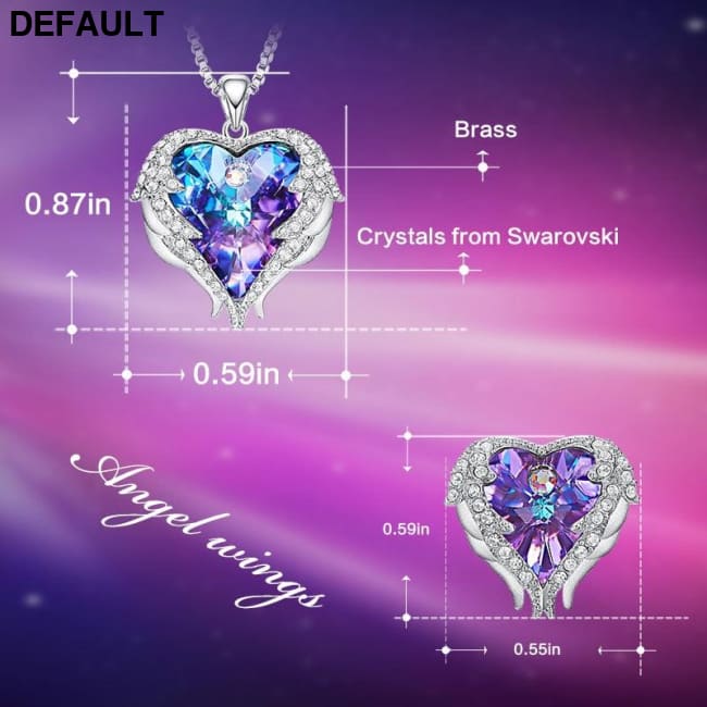 Cdyle Crystals from Swarovski Angel Wings Necklaces Earrings Purple Blue Crystal Heart Pendant Jewelry Set For Women