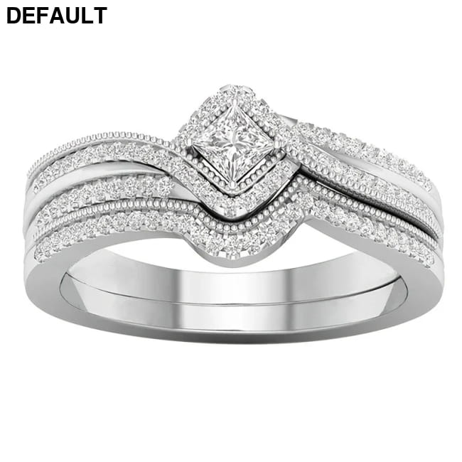 Charm Silver Color Couple Rings for Lover’s Cute Women WHITE / 5 Wedding
