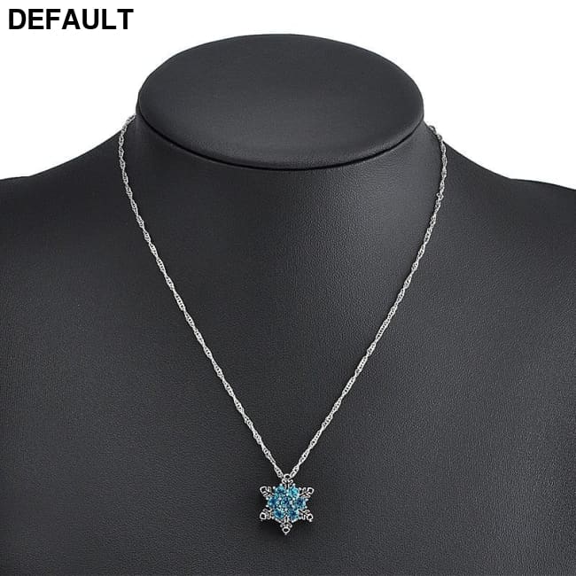 Charm Vintage lady Blue Crystal Snowflake Zircon Flower Silver Necklaces & Pendants Jewelry gift for Women girls