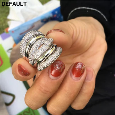 choucong Luxury Big Across Ring AAAAA Zircon Party Wedding Band Rings For Women Finger Jewelry Gift Best Selling