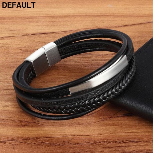 Classic Genuine Leather Bracelet For Men Hand Charm Jewelry Multilayer Magnet Handmade Gift Cool Boys Bracelets