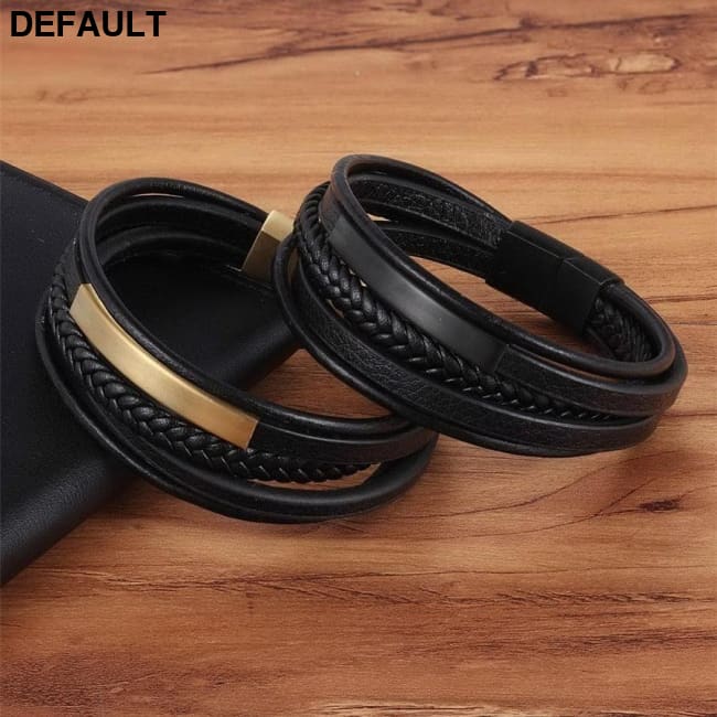 Classic Genuine Leather Bracelet For Men Hand Charm Jewelry Multilayer Magnet Handmade Gift Cool Boys Bracelets