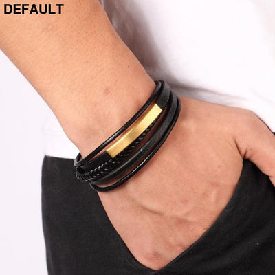 Classic Genuine Leather Bracelet For Men Hand Charm Jewelry Multilayer Magnet Handmade Gift Cool Boys Bracelets