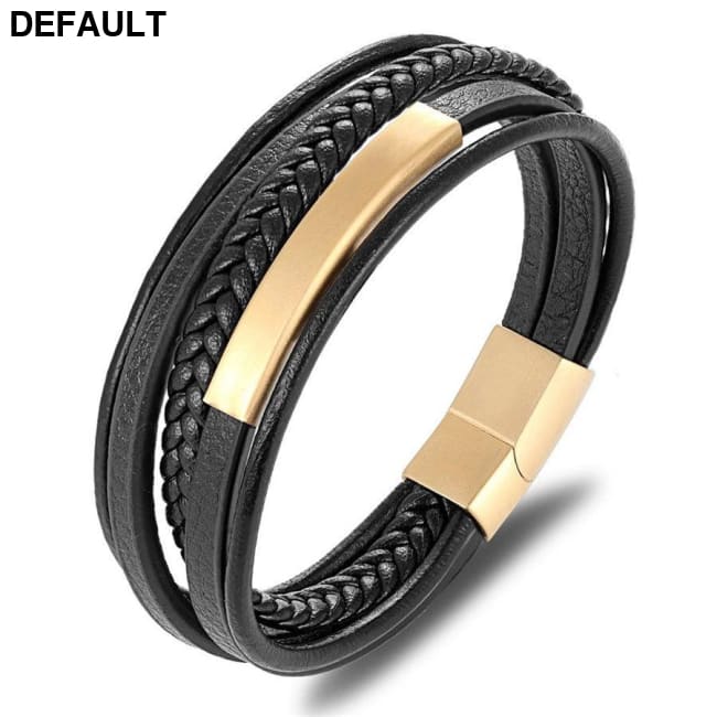 Classic Genuine Leather Bracelet For Men Hand Charm Jewelry Multilayer Magnet Handmade Gift Cool Boys Bracelets