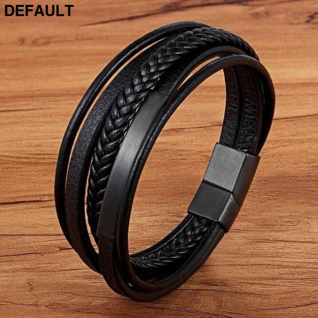 Classic Genuine Leather Bracelet For Men Hand Charm Jewelry Multilayer Magnet Handmade Gift Cool Boys Bracelets