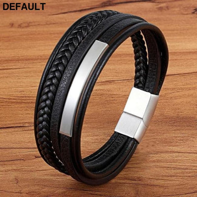 Classic Genuine Leather Bracelet For Men Hand Charm Jewelry Multilayer Magnet Handmade Gift Cool Boys Bracelets