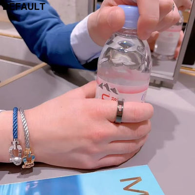 Classic Luxury Jewelry MOVE TITANIUM Series White Diamond Men’s ring Movable Stone S925 Pure Silver Material New Year’s