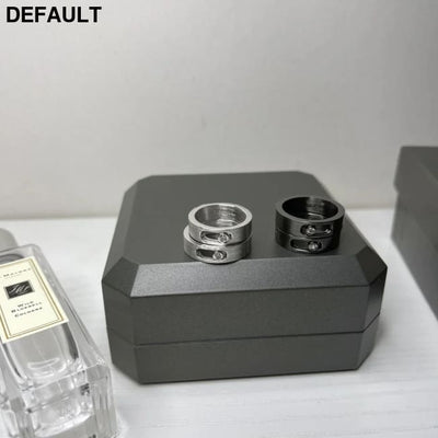 Classic Luxury Jewelry MOVE TITANIUM Series White Diamond Men’s ring Movable Stone S925 Pure Silver Material New Year’s