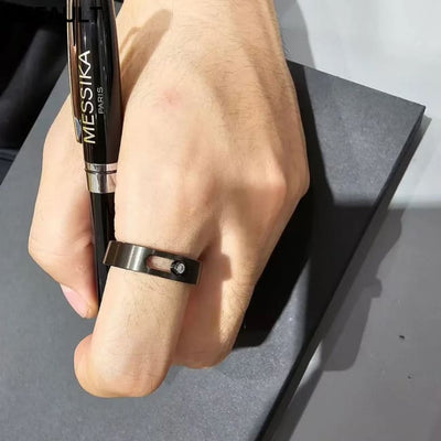 Classic Luxury Jewelry MOVE TITANIUM Series White Diamond Men’s ring Movable Stone S925 Pure Silver Material New Year’s