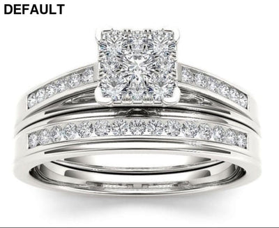 Classic Sterling Silver Princess Cut Wedding/Engagement Set 5 Wedding Rings Best Selling Products