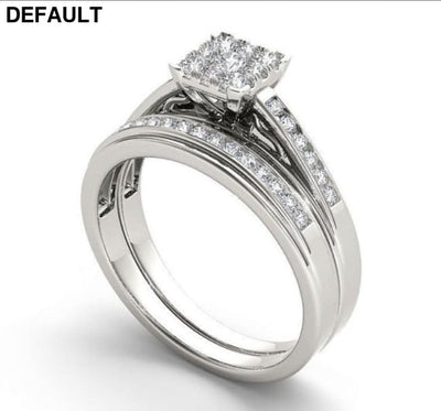 Classic Sterling Silver Princess Cut Wedding/Engagement Set Wedding Rings Best Selling Products