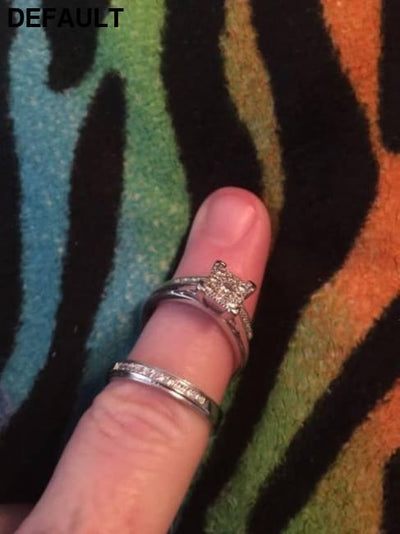 Classic Sterling Silver Princess Cut Wedding/Engagement Set Wedding Rings Best Selling Products