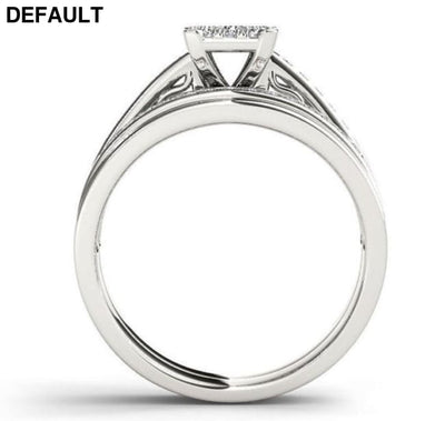 Classic Sterling Silver Princess Cut Wedding/Engagement Set Wedding Rings Best Selling Products