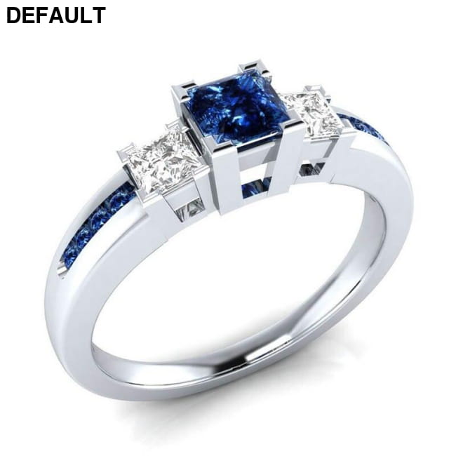 Classic Women Ring 925 Silver with Sapphire Emerald 6 / blue Sterling Rings