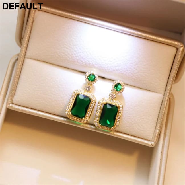 Classic Women’s Three-piece Jewelry Set Statement Emerald Ring Fashion Green Zircon Earring Necklace Wedding Sets
