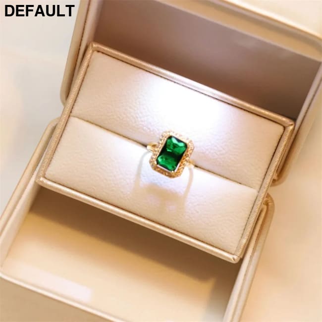 Classic Women’s Three-piece Jewelry Set Statement Emerald Ring Fashion Green Zircon Earring Necklace Wedding Sets
