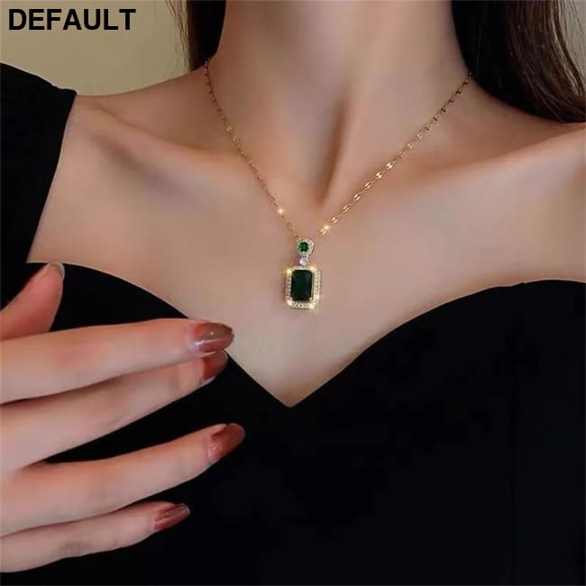 Classic Women’s Three-piece Jewelry Set Statement Emerald Ring Fashion Green Zircon Earring Necklace Wedding Sets