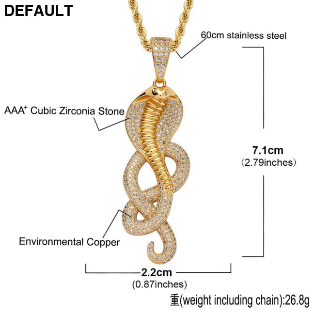 Cobra Pendant Micro-set Zircon Street Creative Personality Men Necklaces Sterling Silver