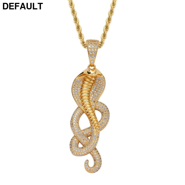 Cobra Pendant Micro-set Zircon Street Creative Personality UDJKJ-gold / CN Men Necklaces Sterling Silver